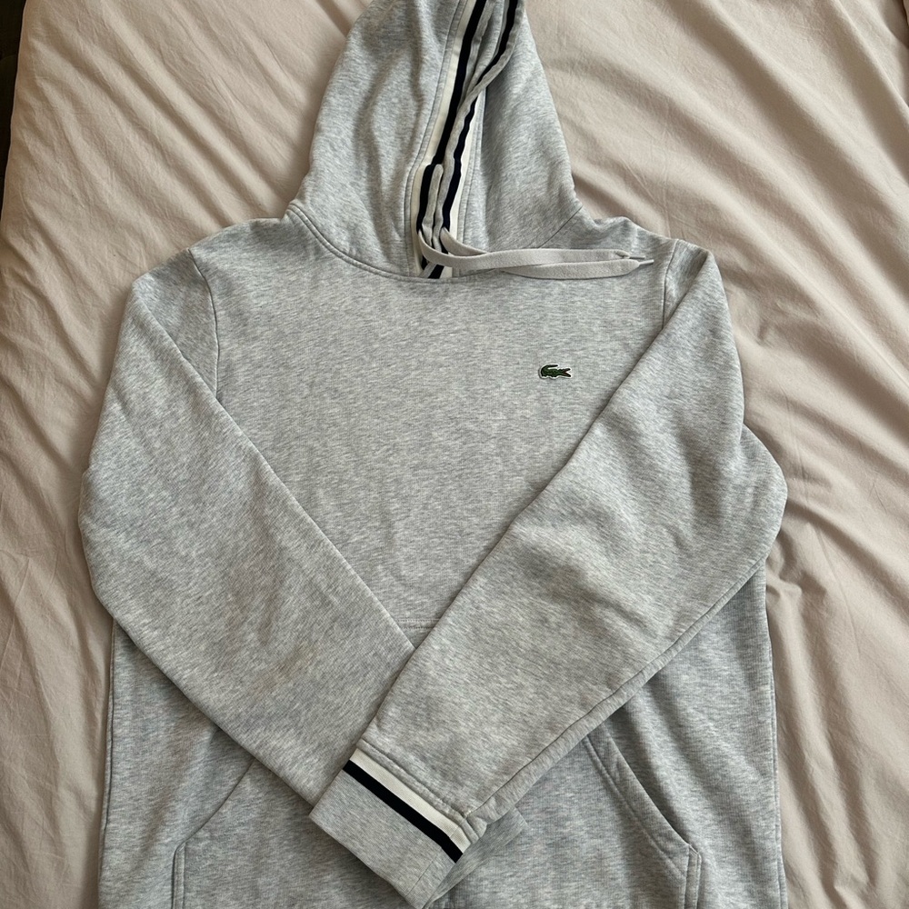 Lacoste Light Gray Hoodie with Crocodile Logo